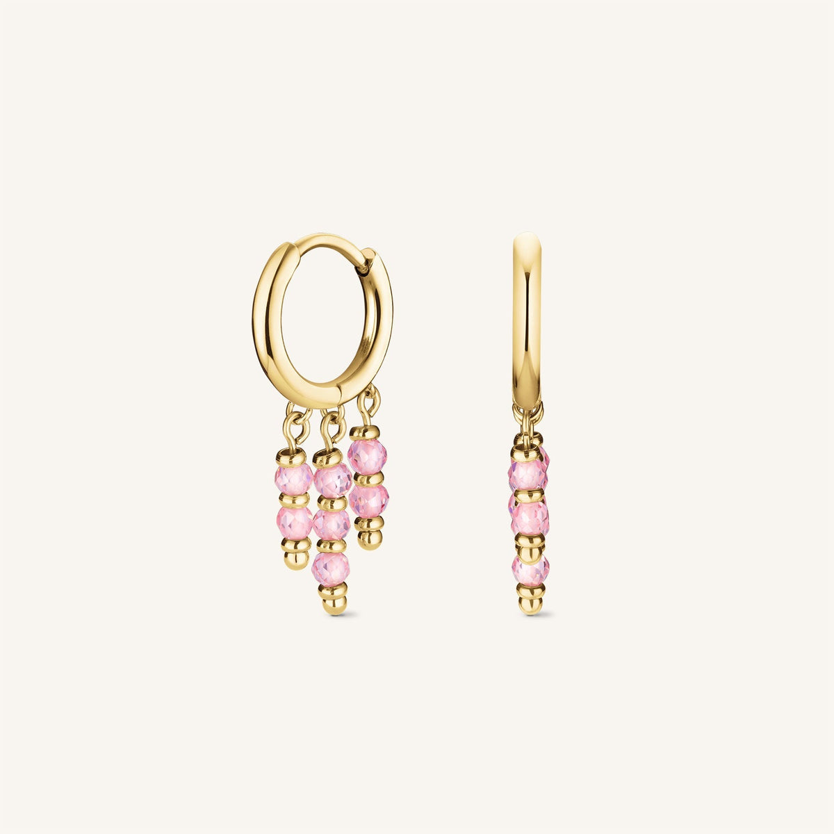 Hanging Beads Hoops Pink leftcolumn