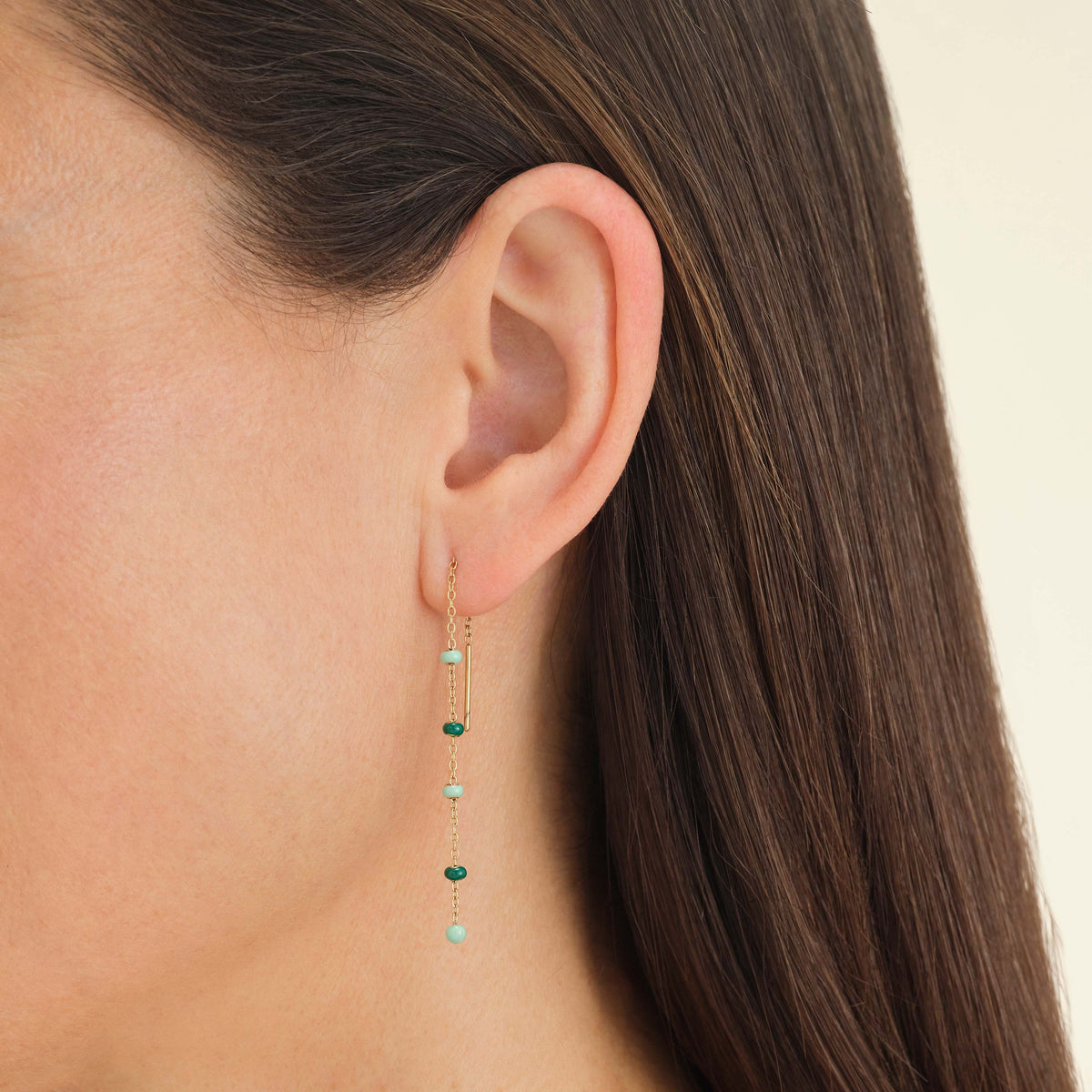 Emerald Dotted Threader Earrings leftcolumn