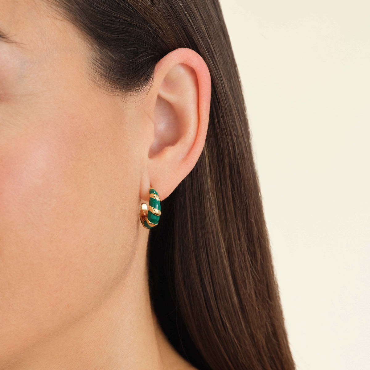 Emerald Croissant Hoops leftcolumn