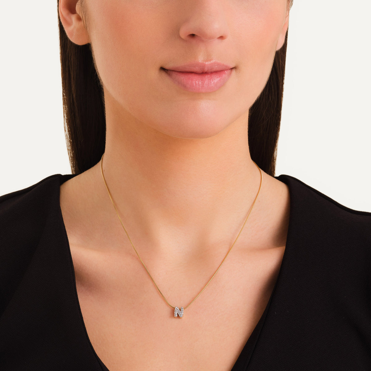 Crystal Letter N Necklace leftcolumn