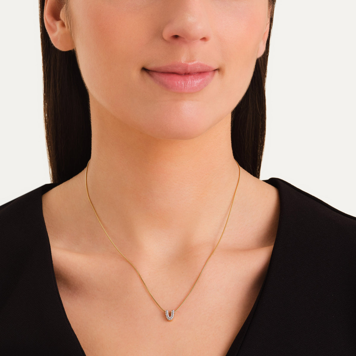 Crystal Letter V Necklace leftcolumn