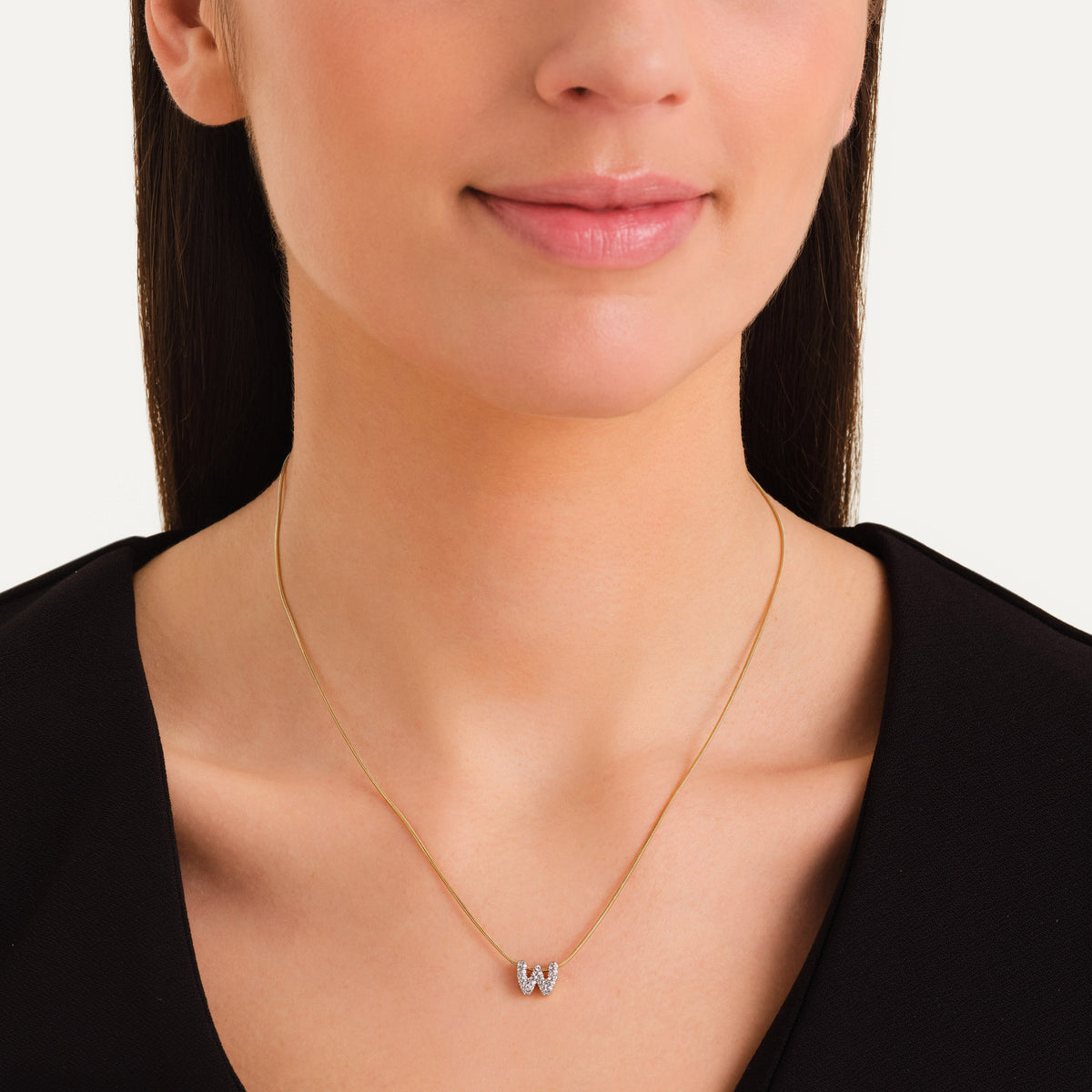 Crystal Letter W Necklace leftcolumn